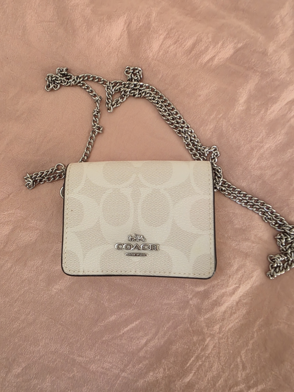 Coach Cream Signature Canvas Small Chain Crossbody